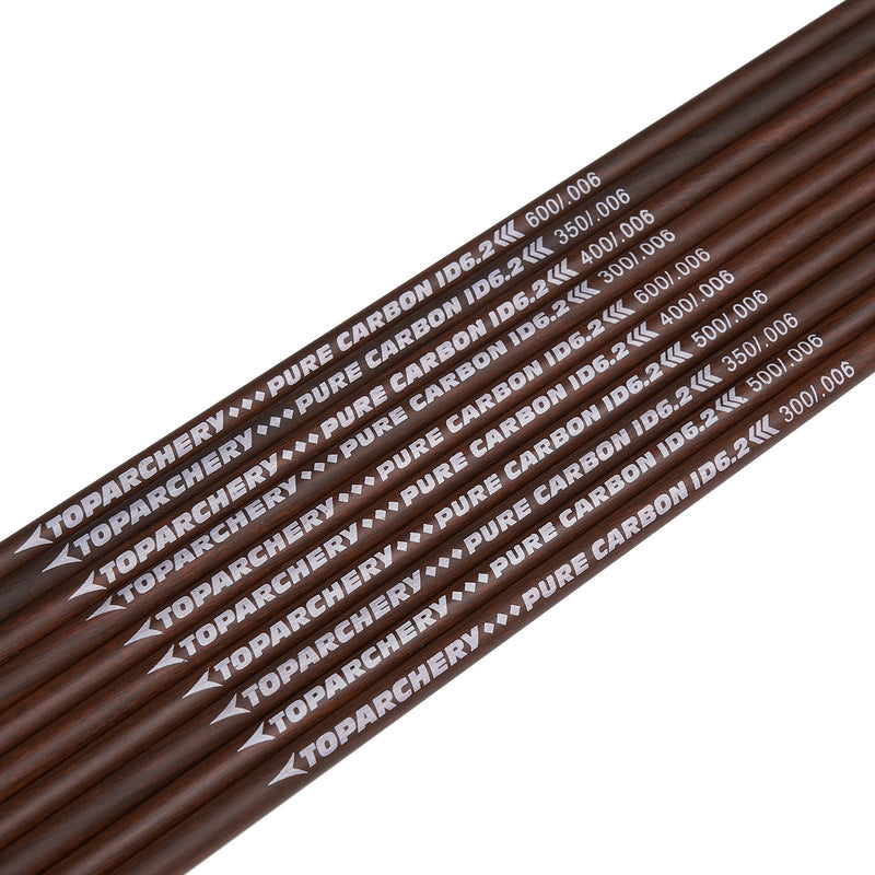 12 Pack 31" Pure Carbon Arrow Shafts Straightness 0.006 Spine 300-600 Archery DIY Arrows Accessories