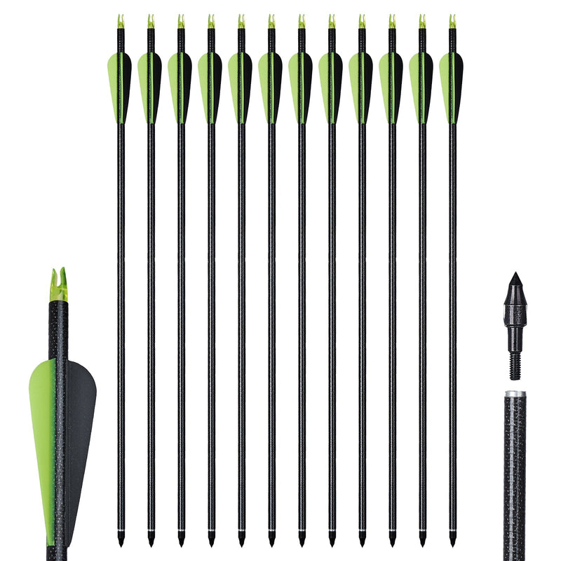 12pcs 32" Archery Fiberglass Arrows for Recurve Compound Bow Target Practice Arrows with Replaceable Tips