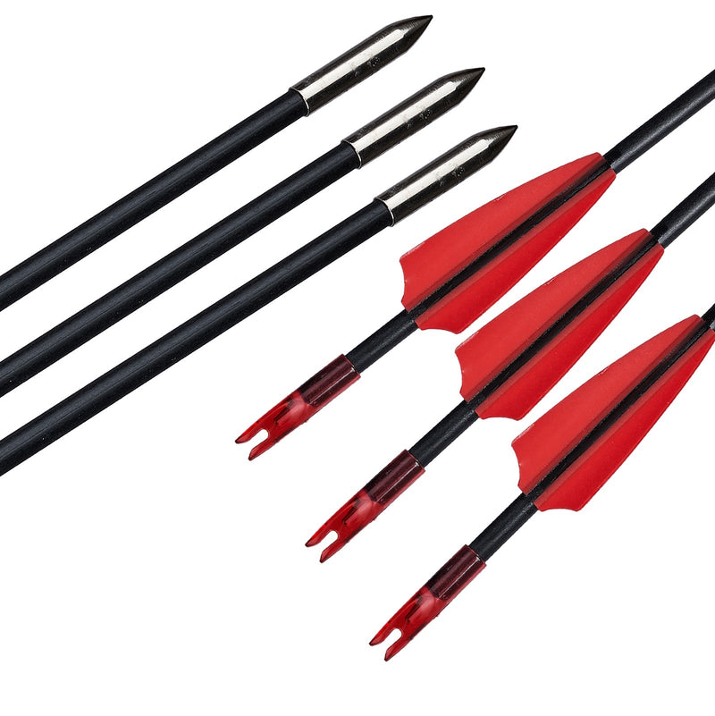 12Pcs Archery 31.5" Fiberglass Arrows with 3" Plastic Vanes for Compound Bow Target Hunting Practice Arrows