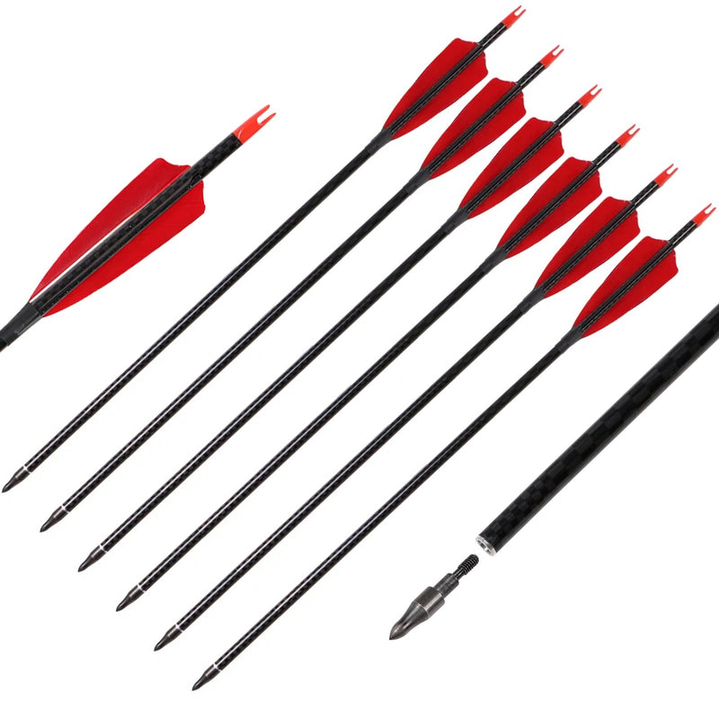 6pcs 32" Archery Turkey Feather Fletched Pure Carbon Arrows Spine 500 For Recurve Compound bow