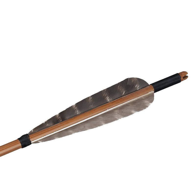 6Pcs Bamboo Arrows Natural Real Feathers Traditional Handmade Archery 33" with Hunting Target Points