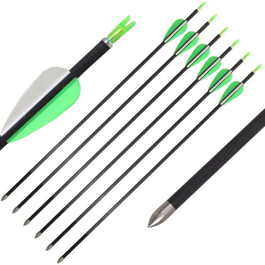 6Pcs Archery 32" Pure Carbon Arrows ID 4.2mm Spine 600 with Fixed Field Point