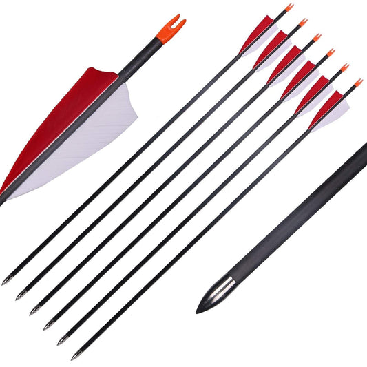 12Pcs 29" Archery Turkey Feather Pure Carbon Arrows Spine 700 for Recurve Bow Longbow