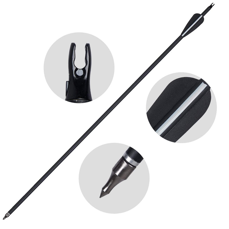 12pcs Archery 30" Carbon Arrows Spine 500 ID 6.2mm Hunting Practice Arrows for Recurve Compound Bow