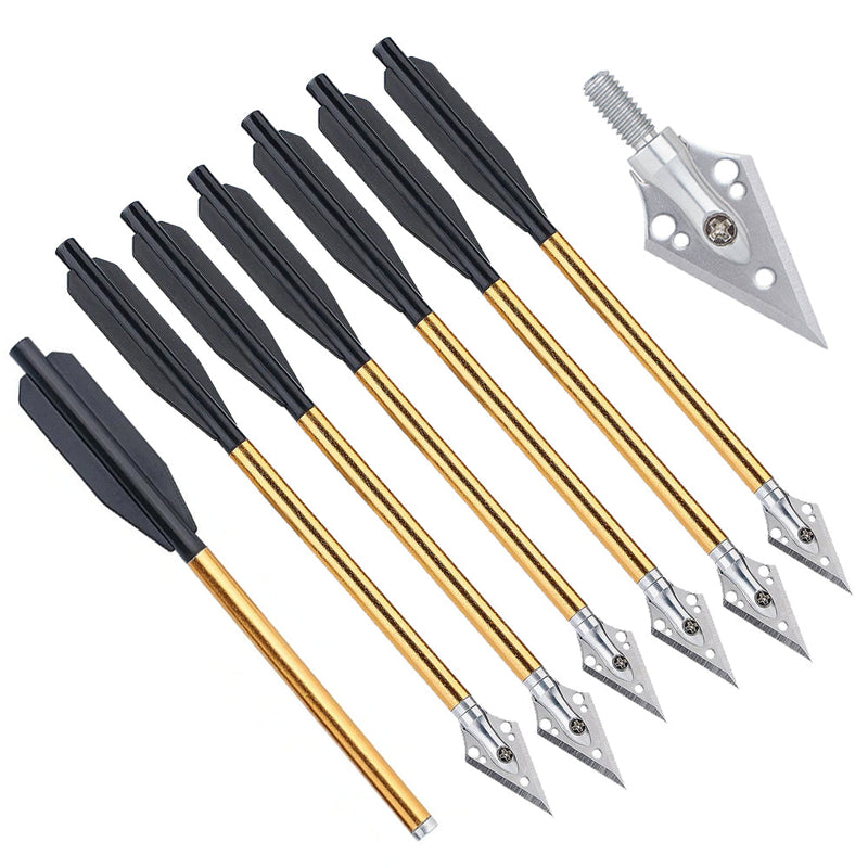 24pcs 6.5 Inch Crossbow Arrow Aluminum Tips Bolt with 2-Blade Replaceable Broadheads Outdoor Shooting Hunting Arrow
