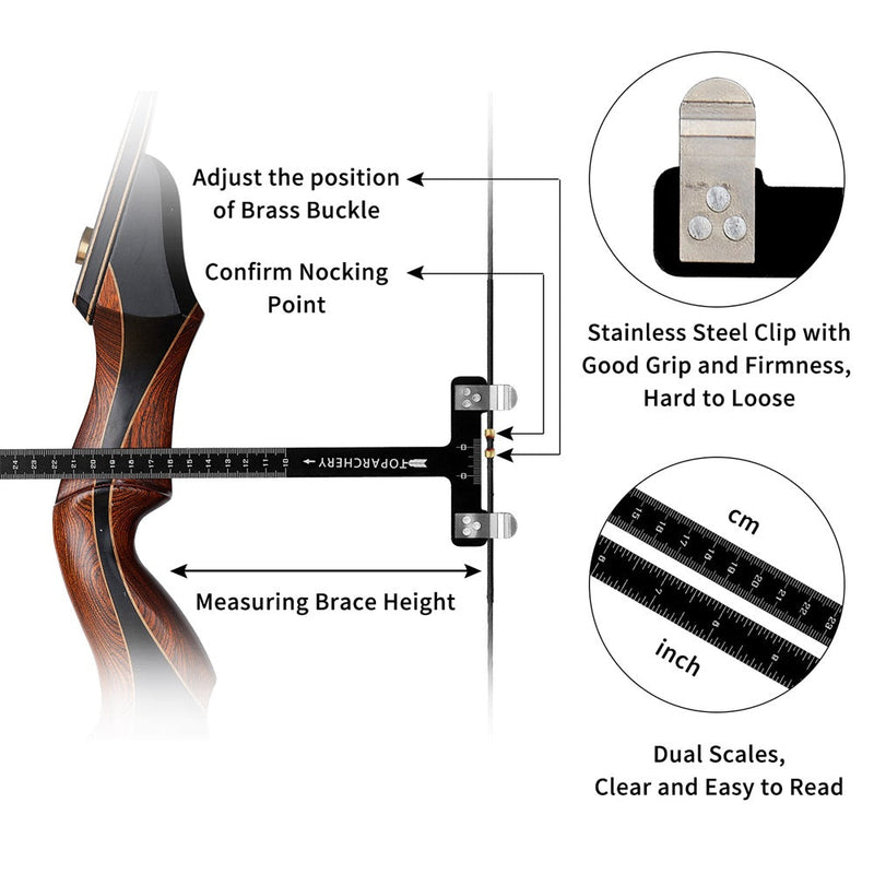 Archery Bow Square T Ruler Hunting Measurement Tool Bowstring Positioning Scale