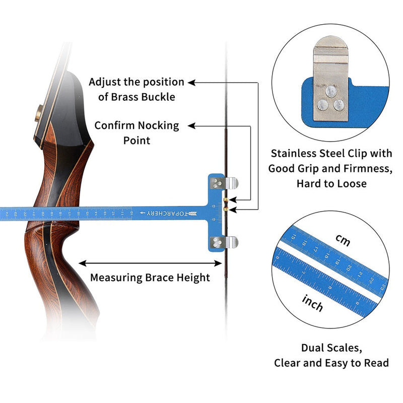 Archery Bow Square T Ruler Hunting Measurement Tool Bowstring Positioning Scale