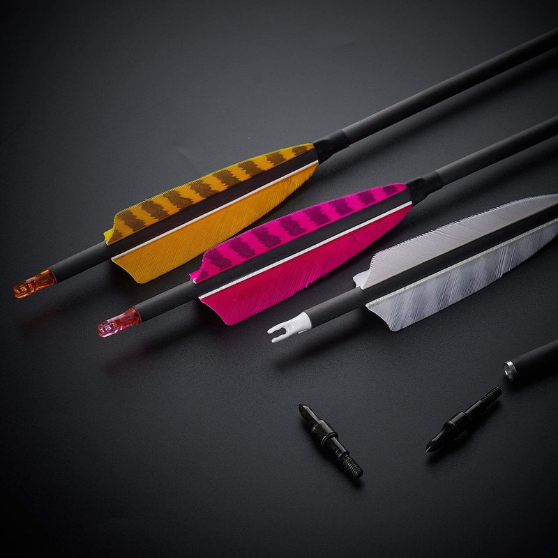 12pcs 32" Archery Turkey Feather Fletched Pure Carbon Arrows Spine 400 For Target Practice Shooting
