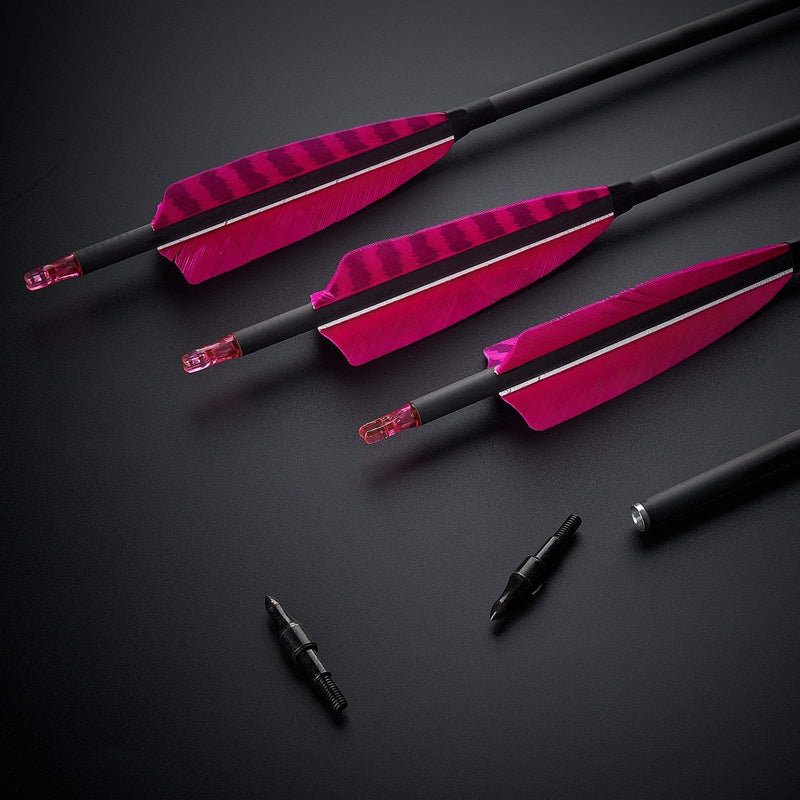 12pcs 32" Archery Turkey Feather Fletched Pure Carbon Arrows Spine 400 For Target Practice Shooting
