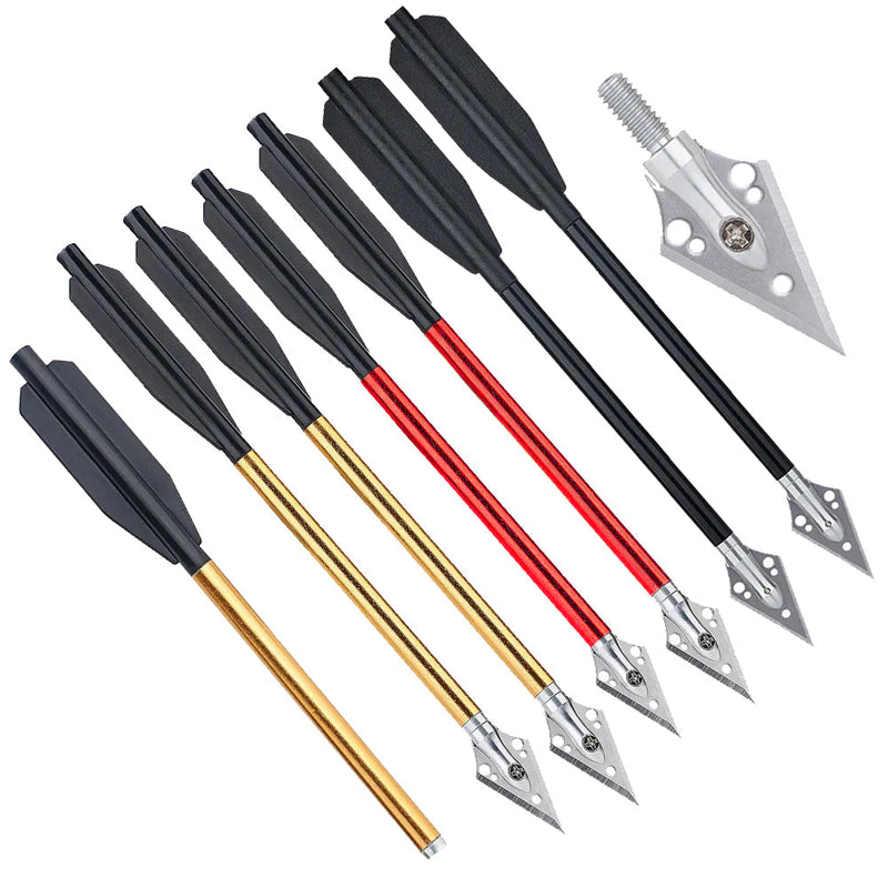 24pcs 6.5 Inch Crossbow Arrow Aluminum Tips Bolt with 2-Blade Replaceable Broadheads Outdoor Shooting Hunting Arrow