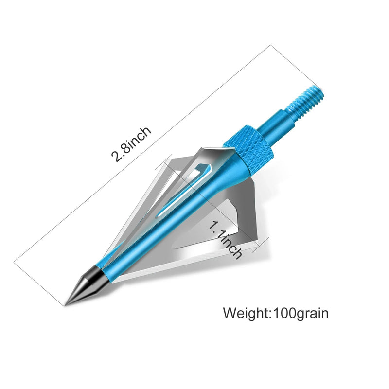 12pcs Archery Carbon Arrows and Hunting Broadheads Set with 3 Blades Hunting Tips 100grain