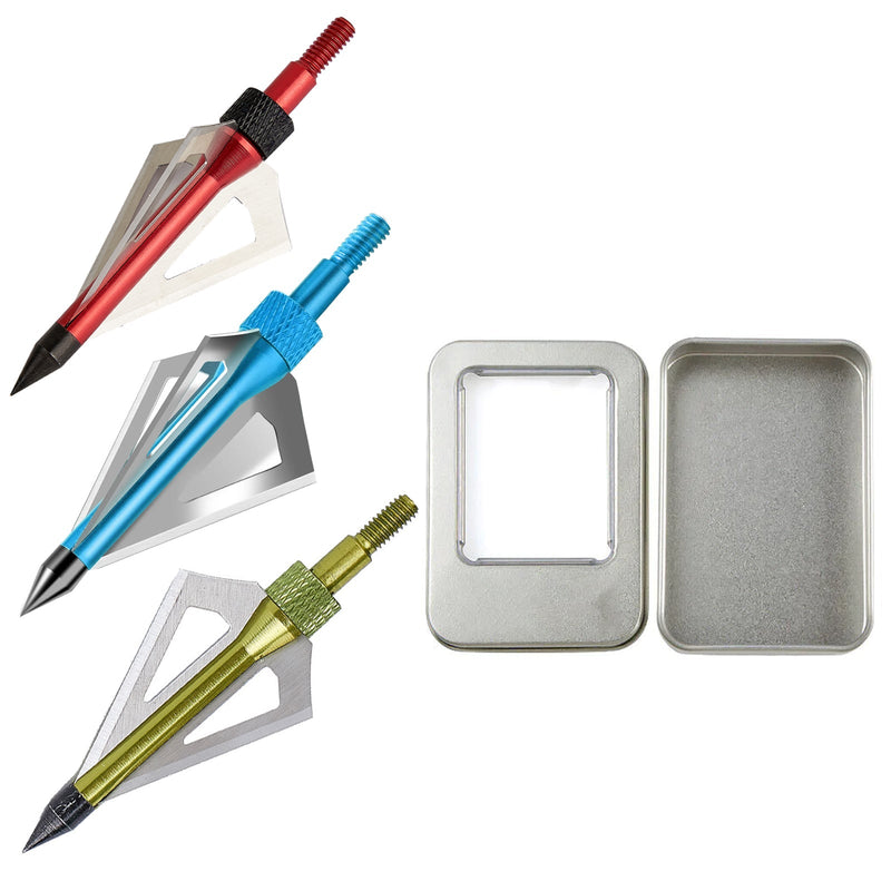 12pcs Archery Carbon Arrows and Hunting Broadheads Set with 3 Blades Hunting Tips 100grain