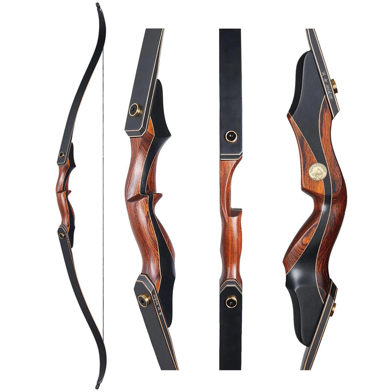 60" Archery Recurve Bow and Arrows Set Feather Fletched Carbon Arrows with Laminated Hunting Bow 25-50lbs