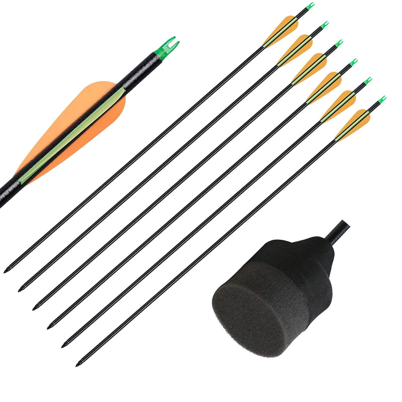 24pcs Fiberglass Arrows with Sponge Foam Arrowheads Set for Archery Target Shooting Games