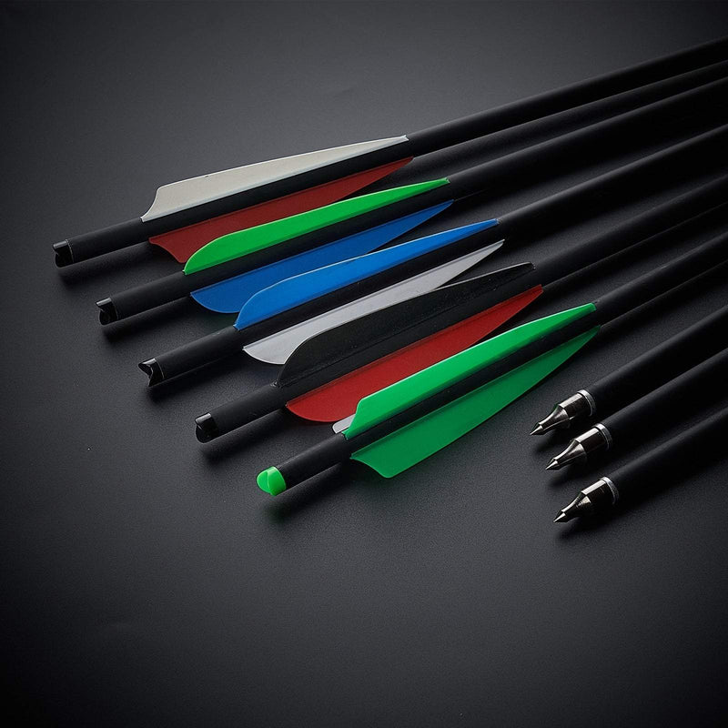 12pcs Carbon Crossbow Bolts 20 inch Crossbow Arrows with Moon Nocks and Removable Tips