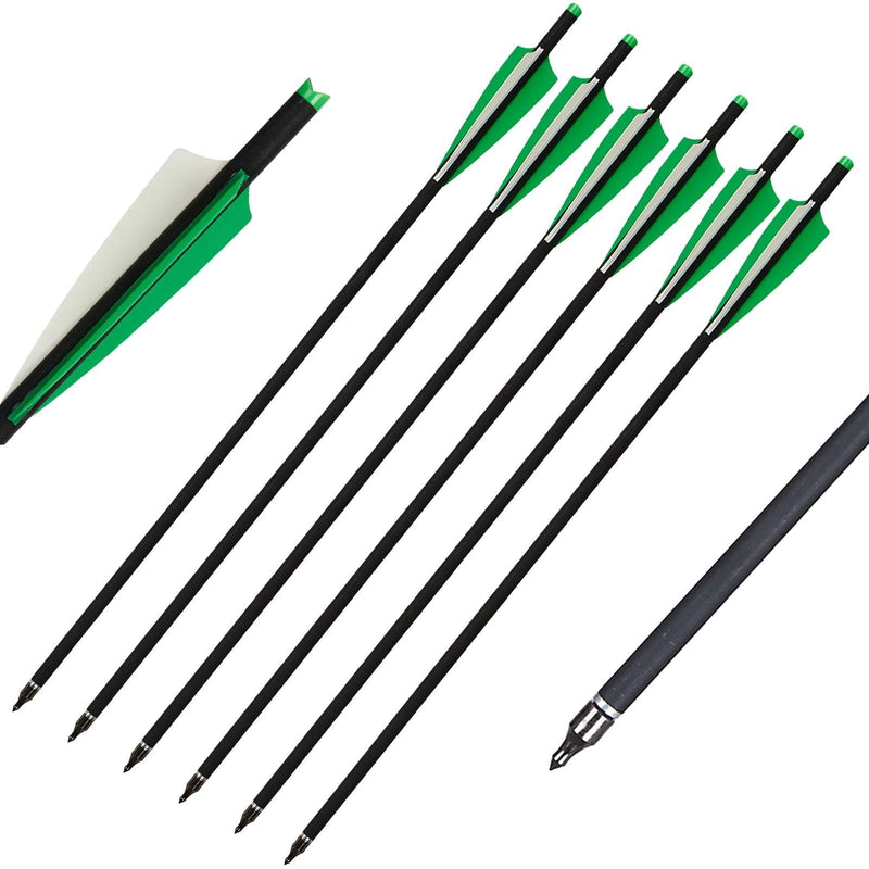 12pcs Carbon Crossbow Bolts 20 inch Crossbow Arrows with Moon Nocks and Removable Tips