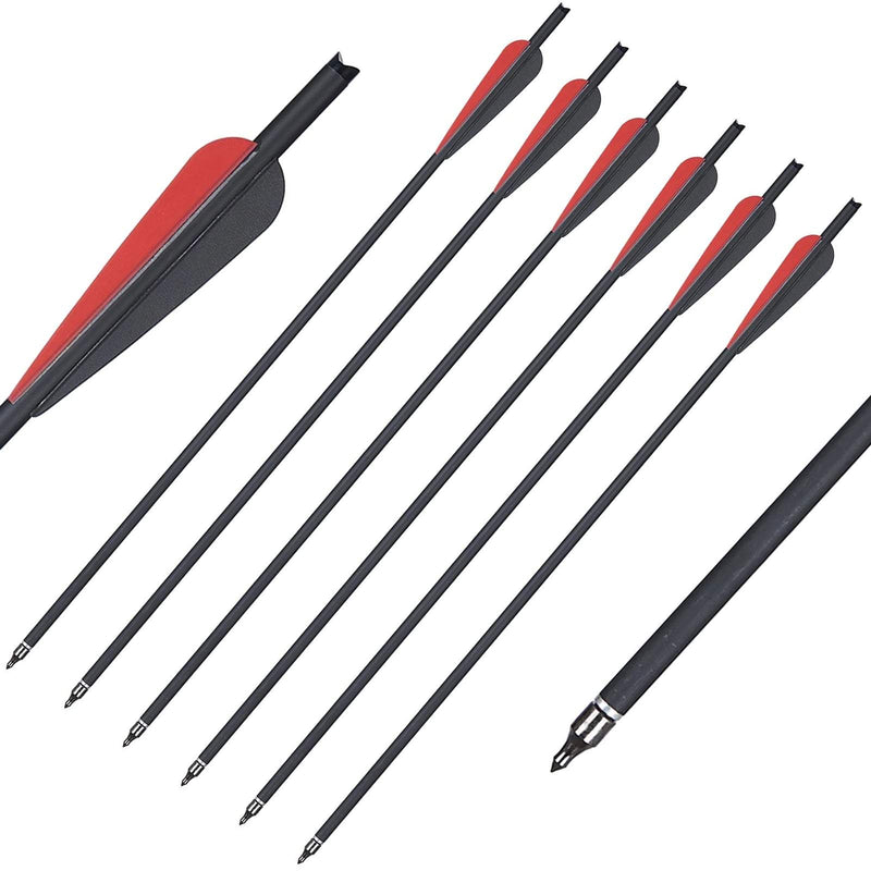 12pcs Carbon Crossbow Bolts 20 inch Crossbow Arrows with Moon Nocks and Removable Tips