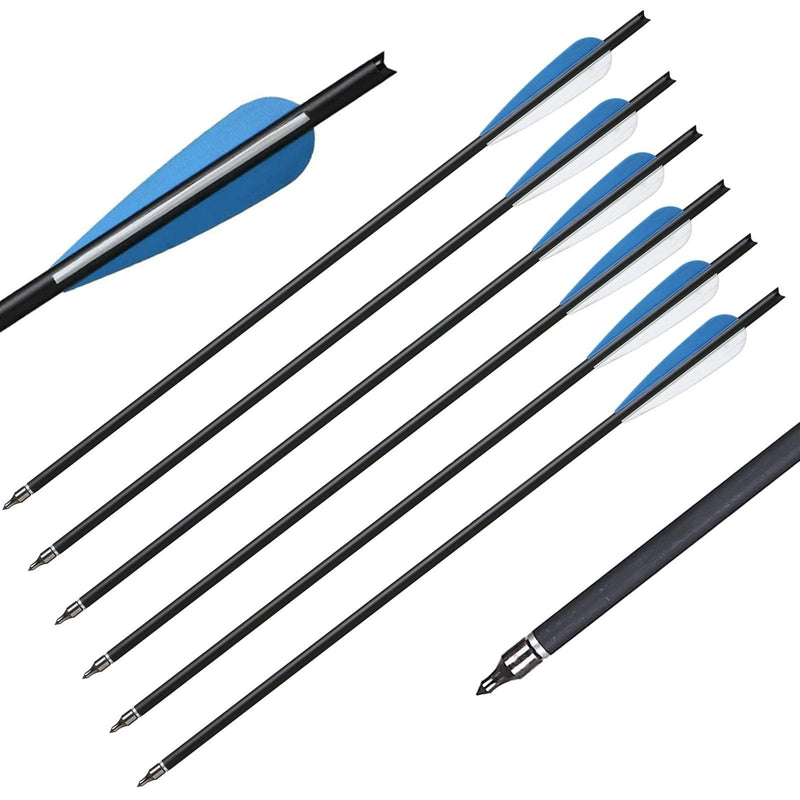 12pcs Carbon Crossbow Bolts 20 inch Crossbow Arrows with Moon Nocks and Removable Tips