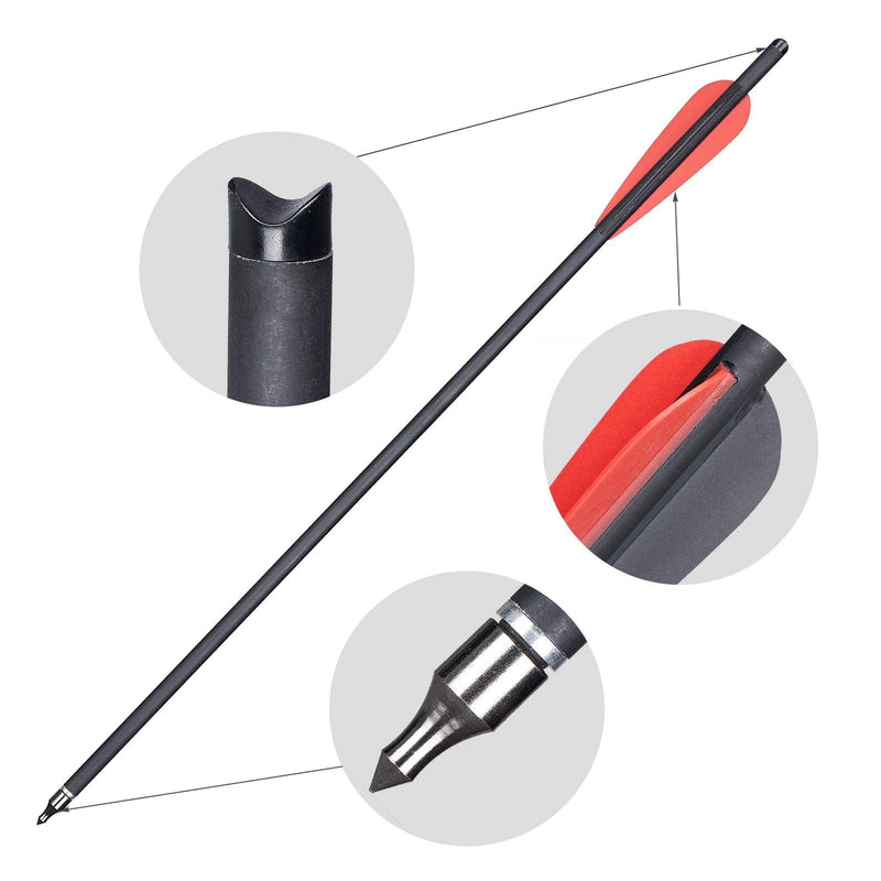 12pcs Carbon Crossbow Bolts 20 inch Crossbow Arrows with Moon Nocks and Removable Tips