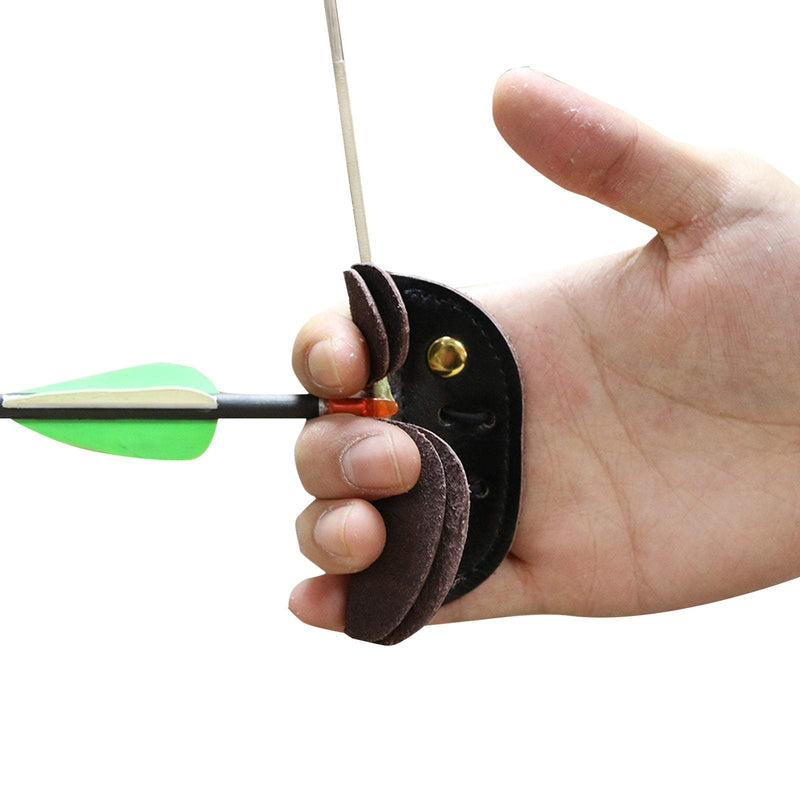 Archery Double Layer Finger Tab Leather Finger Guard Protector