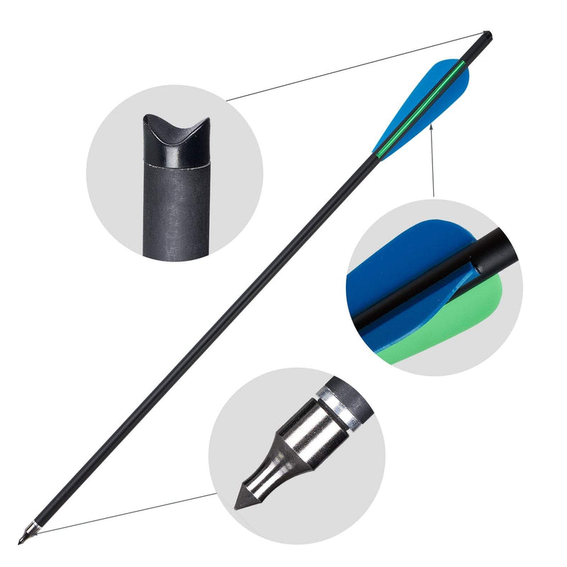 12pcs 20inch Carbon Crossbow Bolts Hunting Archery Arrows with Replaced Arrowhead Tips