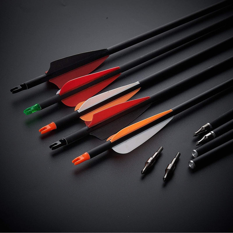 Archery Arrow and Quiver Set 12pcs Fletched Carbon Arrows with Adjustable Arrow Tube 63-105cm