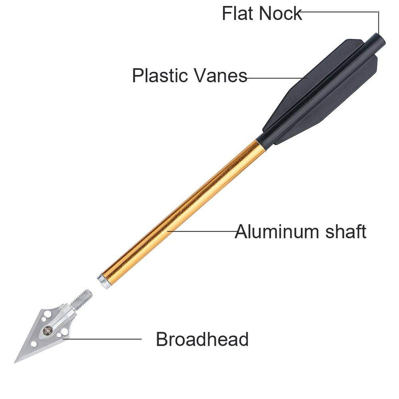 24pcs 6.5 Inch Crossbow Arrow Aluminum Tips Bolt with 2-Blade Replaceable Broadheads Outdoor Shooting Hunting Arrow