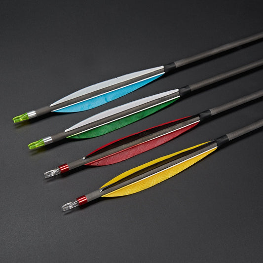 6pcs Archery 30" Carbon Arrow Spine 350 with 6inch Turkey Feather For Recurve Bow Outdoor Shooting Practice Hunting Arrow