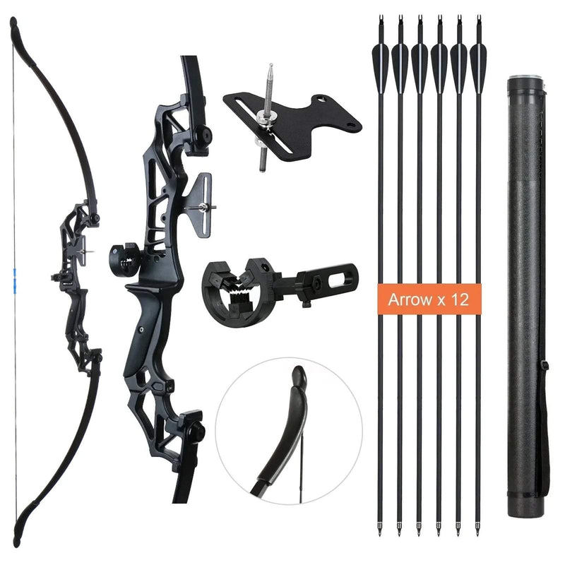 Archery 53" Takedown Recurve Bow and Arrows Set Right Hand Bow with Adjustable Arrow Tube 20/30/40/55lbs