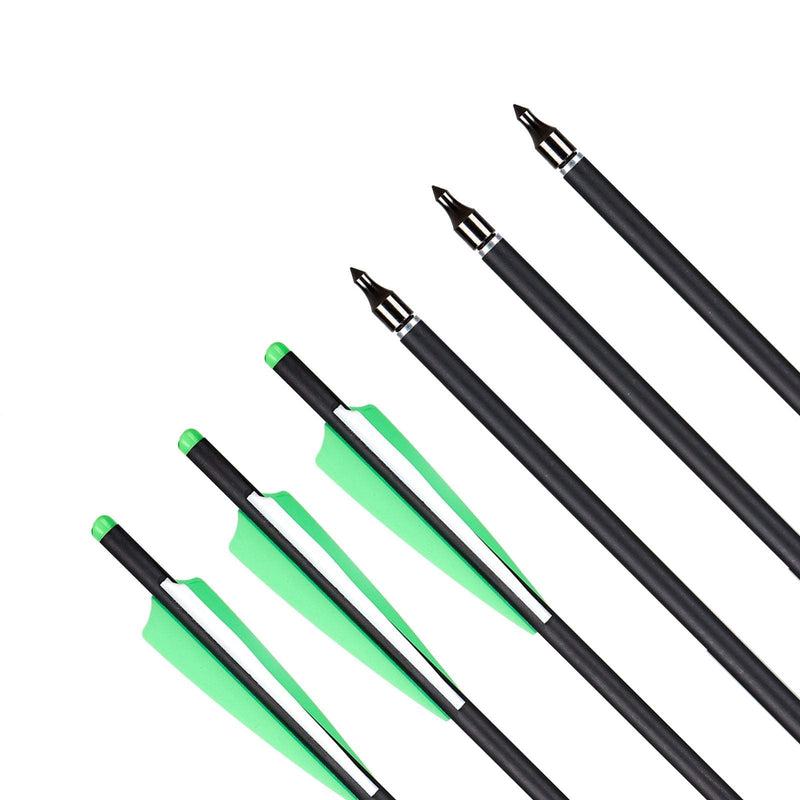 12pcs 18 Inch Carbon Crossbow Arrows Archery Arrows with 4" Vanes and Replaceable Tips