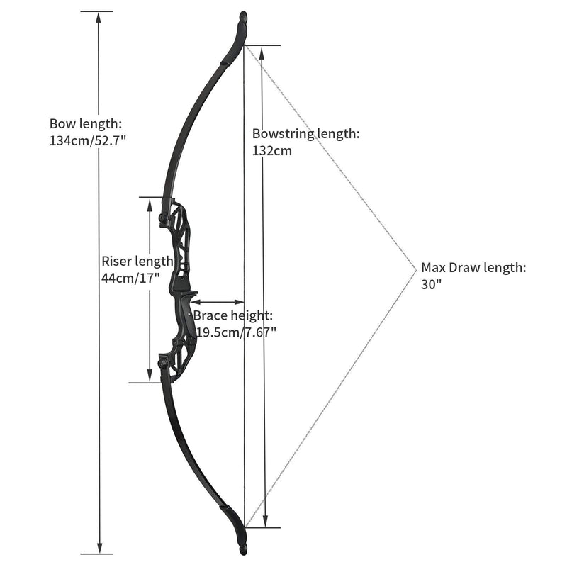 Archery 53" Takedown Recurve Bow and Arrows Set for Beginner Practice Right Hand Bow 20/30/40/55lbs