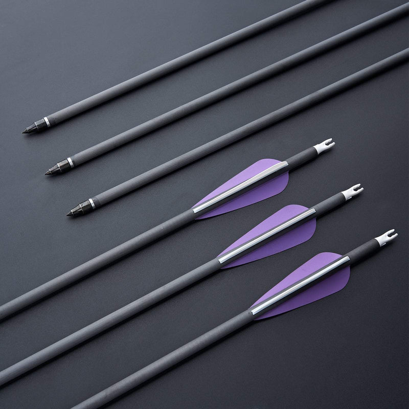 12pcs Archery 32" Carbon Arrows Spine 350 Practice Hunting Arrows for Recurve Compound Bow
