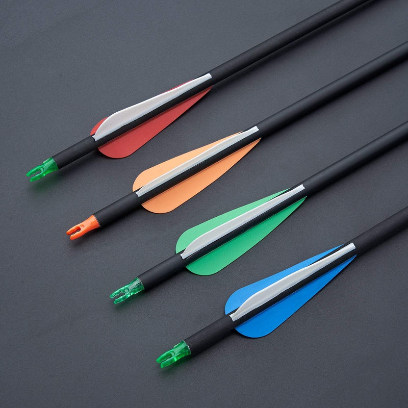 12pcs Archery 30" Fletched Carbon Arrows ID 6.2mm with Replaceable Arrowheads for Recurve Compound Bow