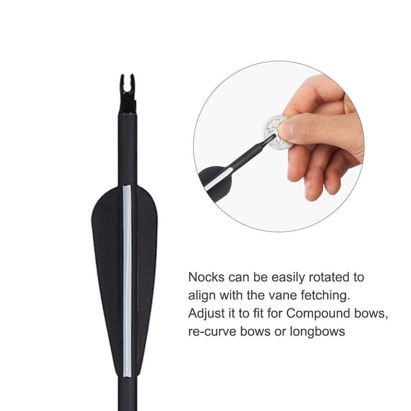 12pcs Archery 30" Carbon Arrows Spine 500 ID 6.2mm Hunting Practice Arrows for Recurve Compound Bow