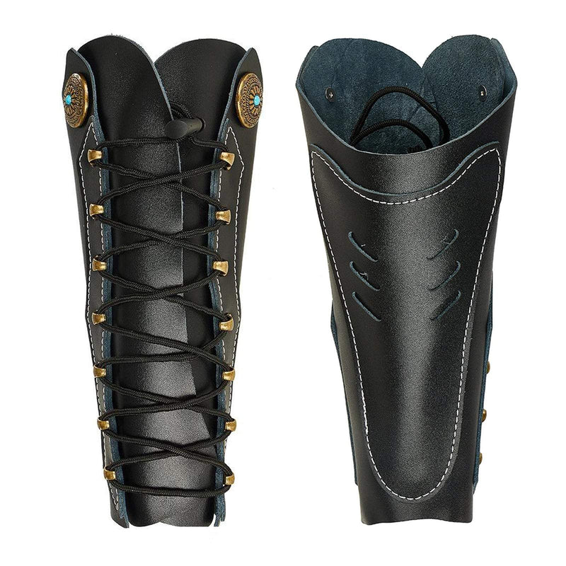 Archery Traditional Arm Guard Black Arm Protector with Adjustable Straps