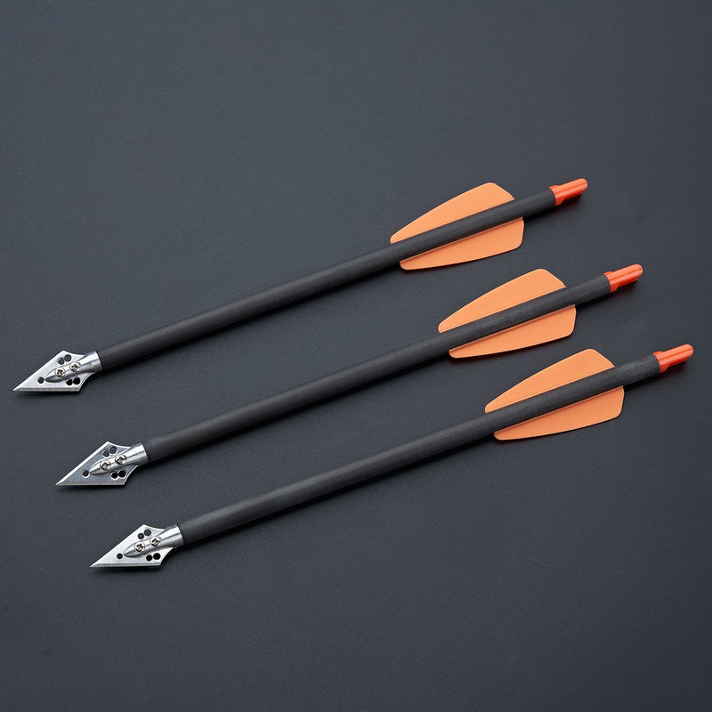 6pcs Archery Crossbow Bolts 8.9 Inch Pure Carbon Crossbow Arrows for Outdoor Shooting