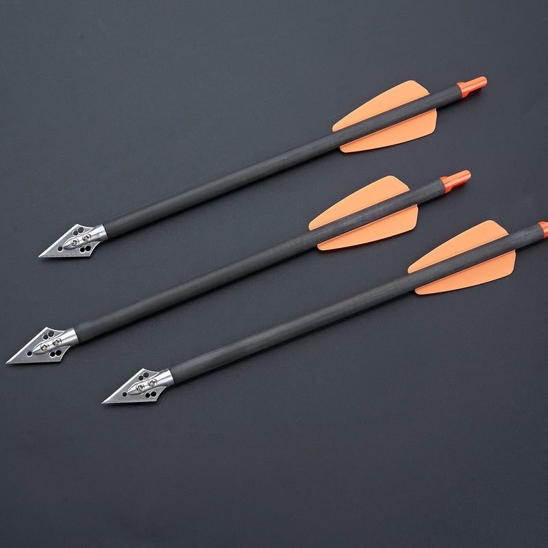 6pcs Archery Crossbow Bolts 8.9 Inch Pure Carbon Crossbow Arrows for Outdoor Shooting